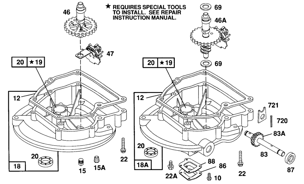 (2)sump Bases,right Angle Dr Diagram and Parts List for 93902-0225-01  Briggs and Stratton Engine